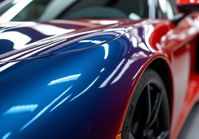 Car exterior with a deep, reflective shine after a ceramic coating application